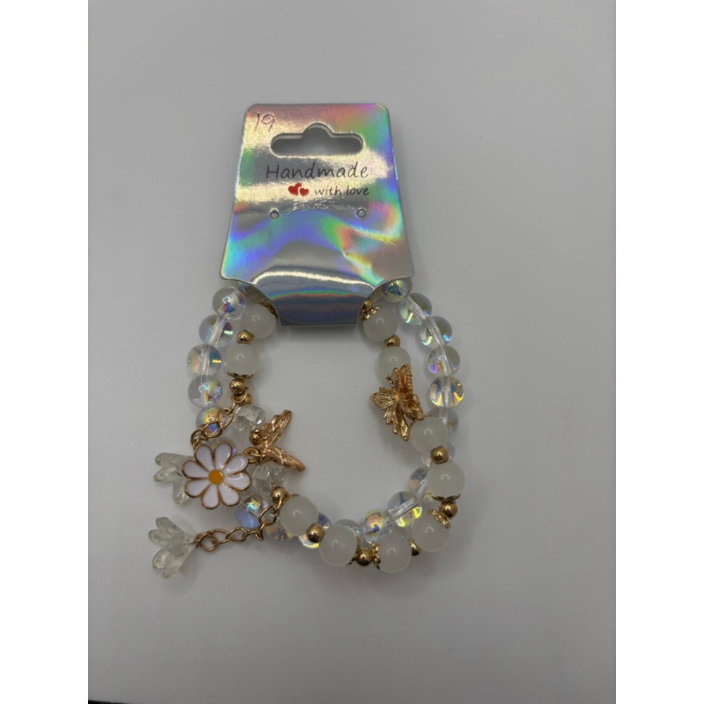 White Gold Daisy Charm Bracelet NWOT